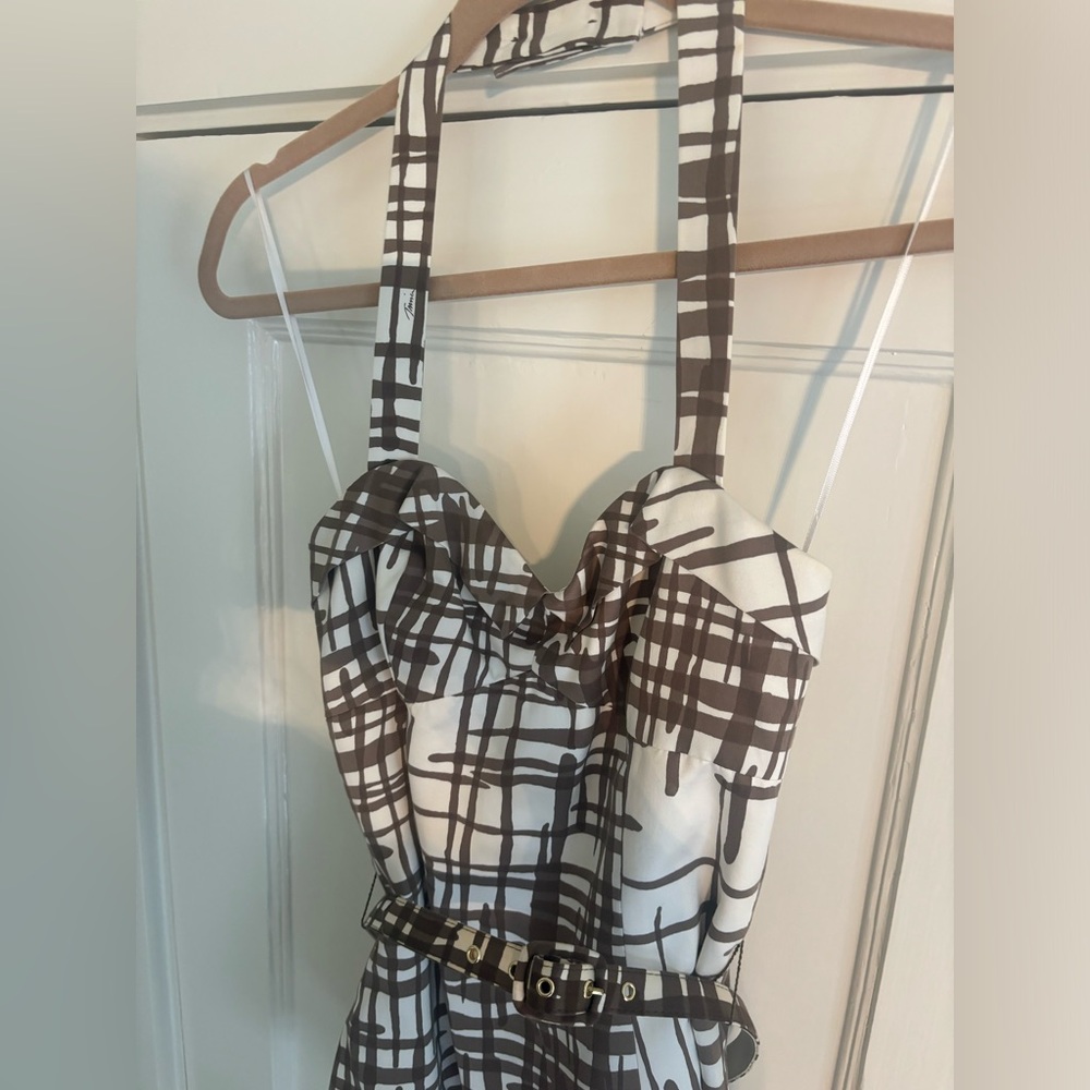 Trina Turk Brown and White Halter style top.
